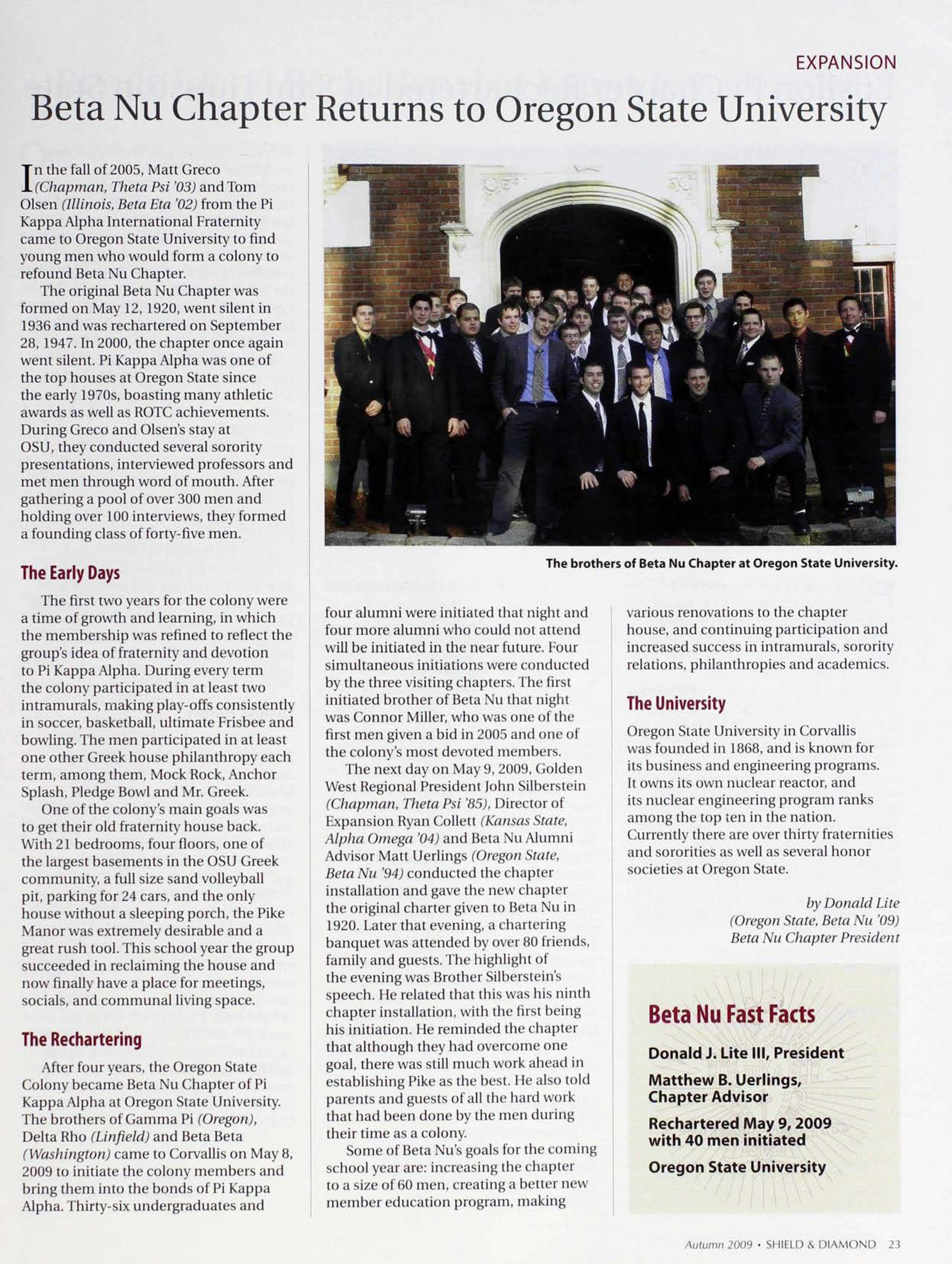 Expansion: Beta Nu Chapter Returns To Oregon State University